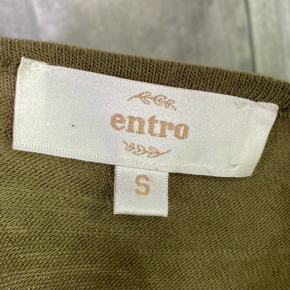 ENTRO Army Green Crochet Lace Dress Size Small - Picture 5 of 9